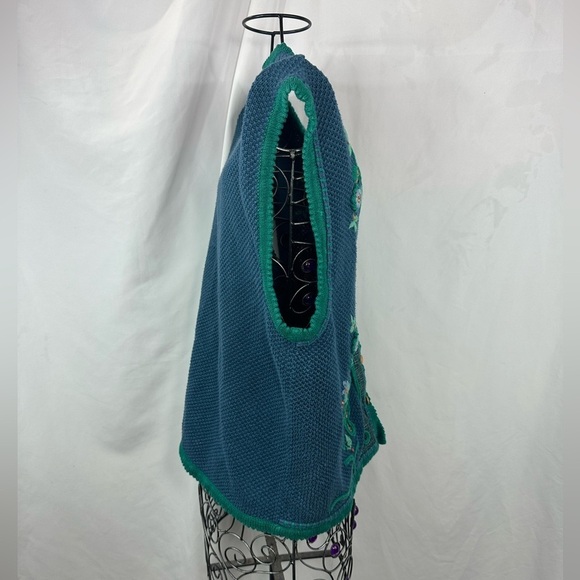 Vintage Koret blue floral embroidered button down vest size L - Picture 7 of 13